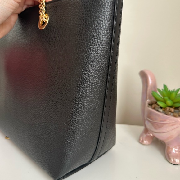 Michael Kors Jet Set Medium Leather Front Zip Chain Tote Black - Picture 3 of 7